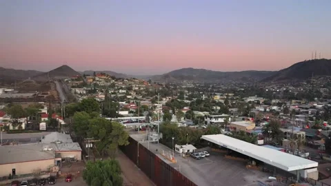 US-Mexico Border Aerials in Tecate California and Tecate Mexico Stock Footage 153059152