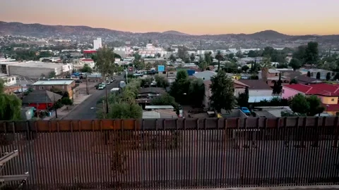 US-Mexico Border Aerials in Tecate California and Tecate Mexico Video stock 153059154