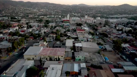 US-Mexico Border Aerials in Tecate California and Tecate Mexico Stock Footage 153059159