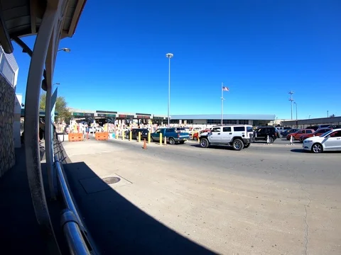 US Mexico border crossing point Stock Footage 99454556