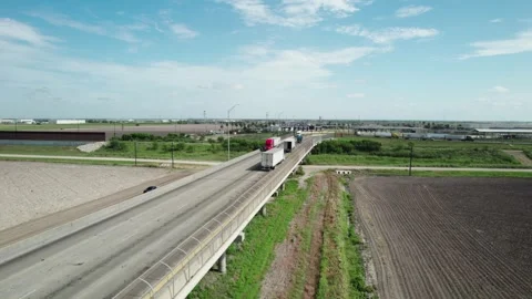 US Mexico Border: Drone View of Pharr International Bridge and Landscape Vídeo Stock 309846684