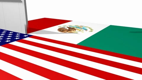 US Mexico Border Wall 3D Rendered Animation Concept Stock Footage 100569660