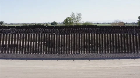 US Mexico Border Wall California Drone Aerial View Stock Footage 335313771