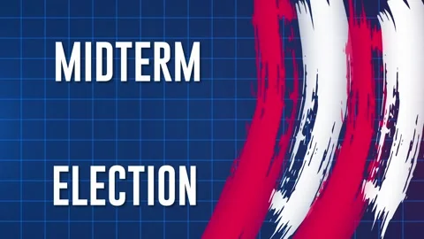 US Midterm Election 2026 Text with Patriotic Brush Strokes  Animation 4k Stock Footage 345794906