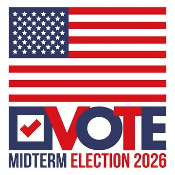US Midterm Elections 2026. Vote 2026. Vote day. US Election Stock Illustration