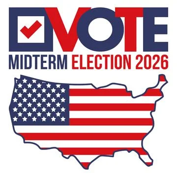 US Midterm Elections 2026. Vote 2026. Vote day. US Election Stock Illustration