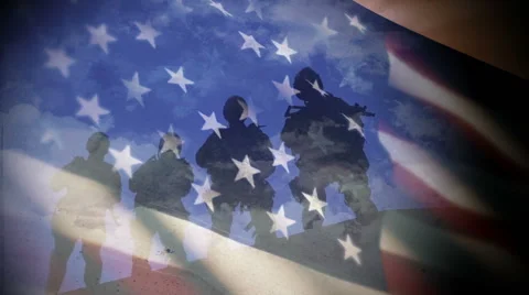 US Military Forces in Front of Flag Vidéo 55159675