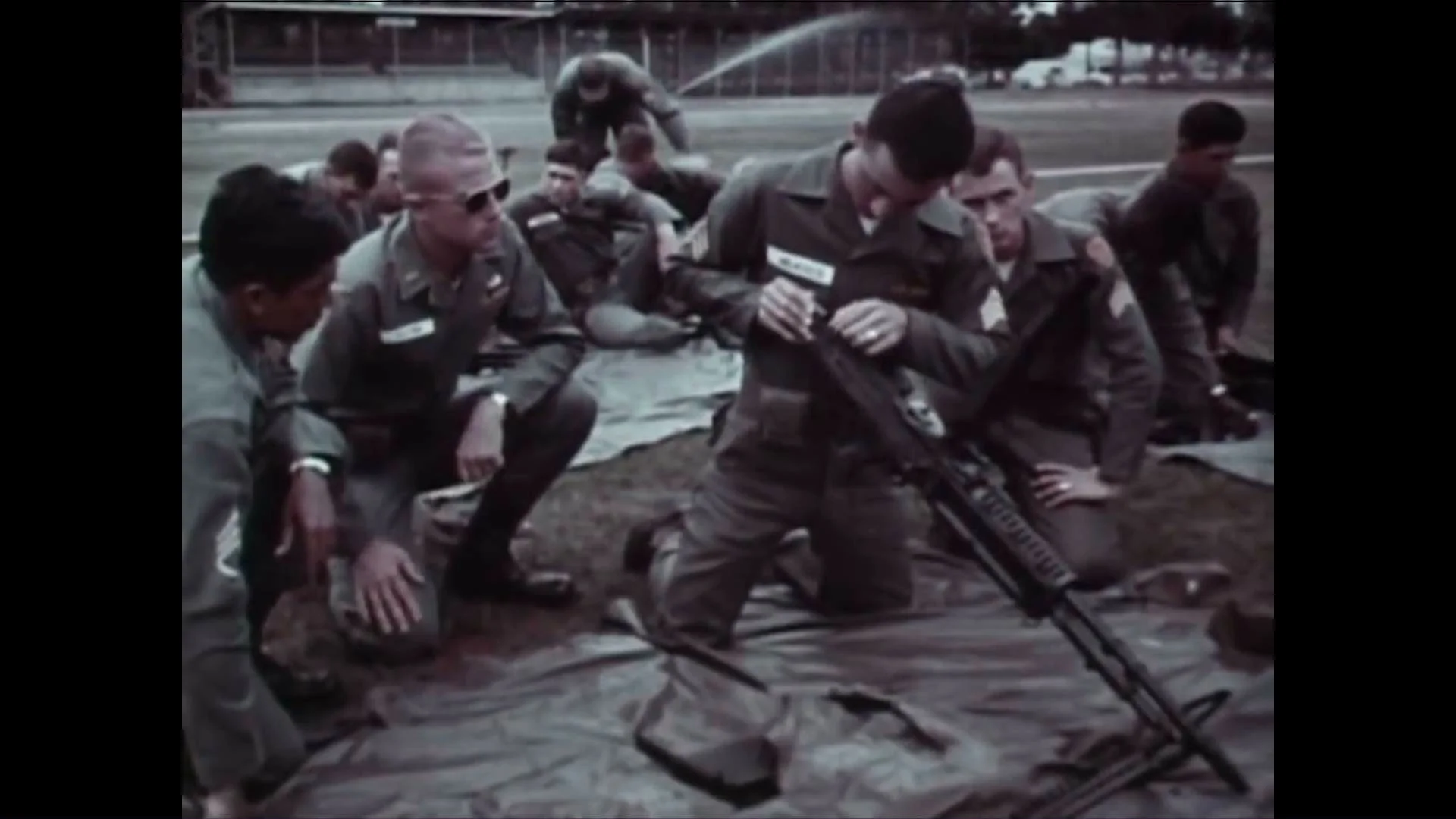 Us Military Helicopter Door Gunner Trainees During The 1960s