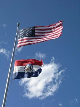U.S. &amp; Missouri State Flag Stock Photos