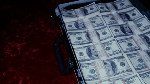 US money in a briefcase Stock Footage