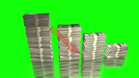 US money decrease bar chart animation with green screen 動画素材 226278471