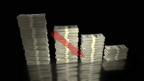 US money decrease bar chart animation 動画素材 226282599