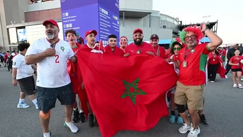 US: Morocco defeats Scotland 1-0 to move into World Cup knockout stage Stock Footage 337277093