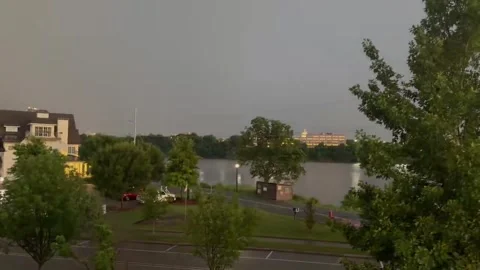 US: Multiple lightning strikes illuminate sky in Little Rock, Arkansas, U... Stock Footage 336571088