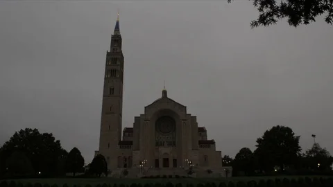 U.S. National Basilica Sunset Timelapse Stock Footage