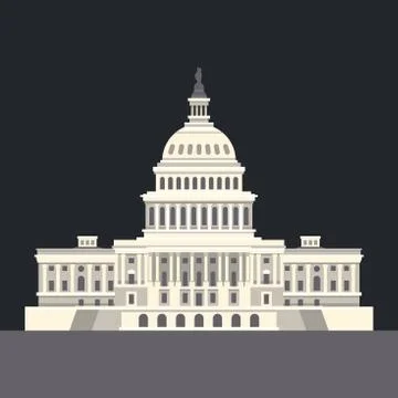 US National Capitol in Washington, DC. American landmark. Vector Stock Illustration
