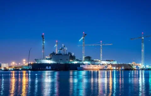 U.S. Naval ship in Drydock Foto stock