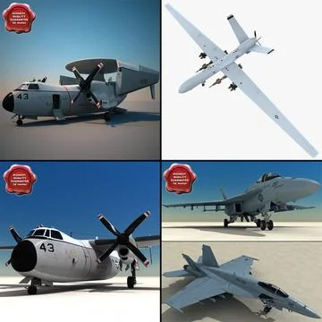 US Navy Airplanes Collection V2 3D Model