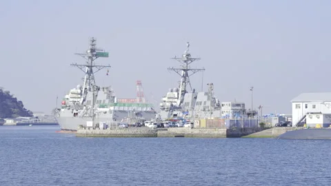 U.S. Navy Carrier Strike Group 5 Warships at Yokosuka – March 21, 2026 Stock Footage 345316510