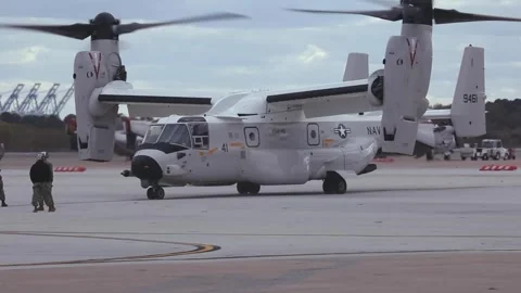 U.S. Navy CMV-22B Osprey parking at Naval Station Norfolk Stock Footage 271233731