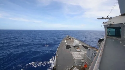 U.S. Navy Combat Ship Rocket Launch Video stock 121030460