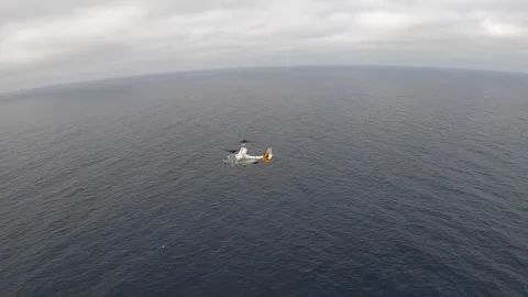 U.S. Navy CV-22 Osprey flying above Pacific Ocean Stock Footage 280385702
