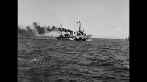 U.S. Navy Destroyers Escorting Transportation Convoy Stock Footage 106649952