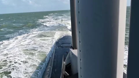 U.S. Navy fast-attack submarine USS New Jersey (SSN 796) sailing Atlantic Ocean Stock Footage 293567484