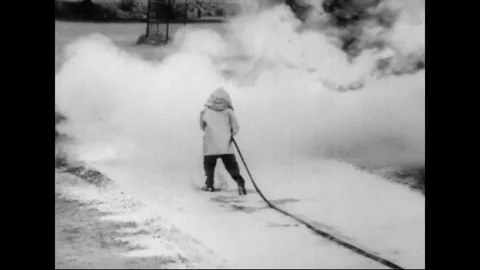 U.S. Navy Fire Fighters Demonstrate Dry Chemical Fire Extiguisher Stock Footage 124309867