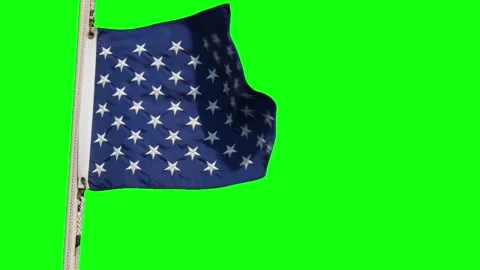 US Navy Jack Flag Waving on Green Screen Stock Footage 338100672