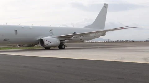 U.S. Navy P-8A Poseidon aircraft taxiing Stock Footage 262035523