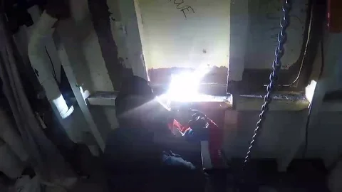 U.S. Navy Sailor welding new Bulkhead ab... | Stock Video | Pond5