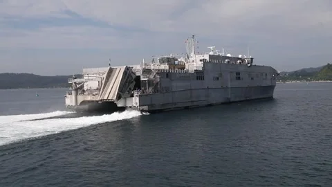 U.S. Navy Sealift Command fast transport ship USNS Bismarck arrives in Vietnam Stock Footage 283441496