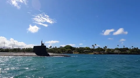 U.S. Navy Virginia-class submarine USS Minnesota (SSN 783) transits Pearl Harbor Stock Footage 279641885