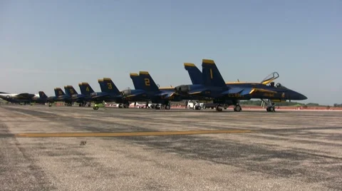 US Navy's Blue Angels preparing for flight Stock Footage 8688140