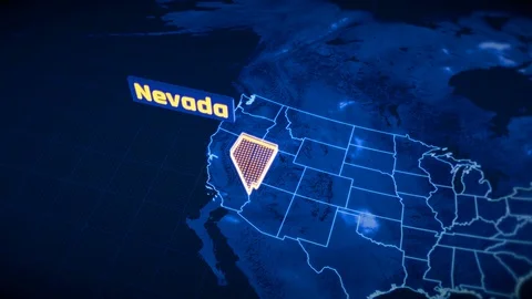 US Nevada state border 3D visualization, modern map outline, travel Stock Footage 93396214
