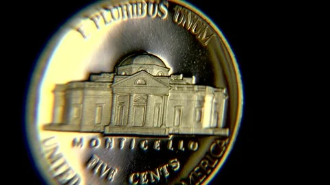 U.S Nickel - five cent coin Stock Footage 127181127