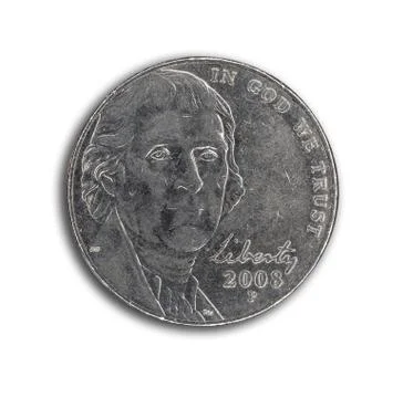 Us nickel on white with path Stock Photos
