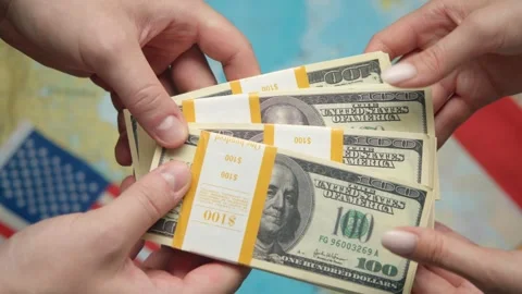 US official allocates grant to Italian partner among maps and flags for economic Stock Footage 331263517