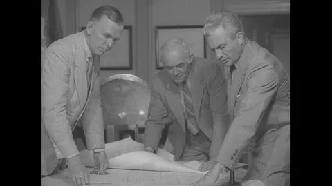 US officials look at map of the United States Stock Footage 252519804