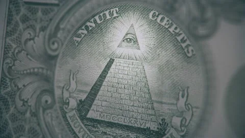 US One Dollar Bill All Seeing Eye Recession Conspiracy Concept Vidéo 198035171