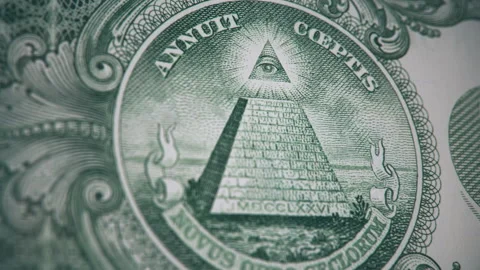 US One Dollar Bill All Seeing Eye Recession Conspiracy Concept Stock Footage 198617068