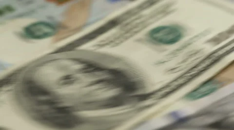 US One Hundred Dollar Bills on Turn Table Stock Footage 65371691