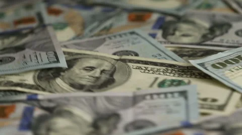 US One Hundred Dollar Bills on Turn Table Stock Footage 65371894