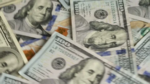 US One Hundred Dollar Bills on Turn Table Stock Footage 65372825
