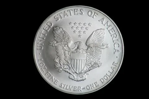 US One Ounce Fine Silver Dollar Stock Photos