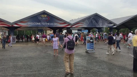 US Open Tennis spectators enter the famed tennis tournament in Queens. The Stock Footage 71201889