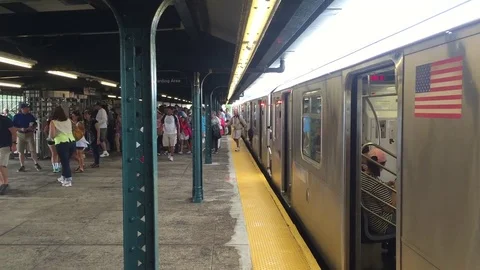 US Open Tennis spectators exit the 7 Train to enter the famed tennis tournament Stock Footage 71201842