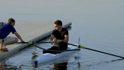 US Paralympic Rower - Blake Haxton Launching Stock Footage 141205013