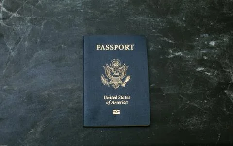 US passport on black background Foto stock